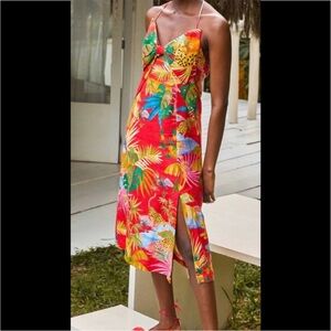 Xs, tie halter top with large bow, partially lined, never been worn with tags